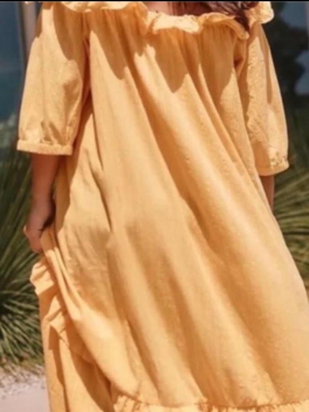Anthropologie Ruffle Off-The-Shoulder Button  Gauze Beach Cover Up Dress, S - Picture 2 of 12